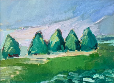 George McCullough painting, Indiana landscape, oil on canvas,  George McCullough was a renowned artist and art teacher who lived in New York City and later moved to California and to Fort Wayne, Indiana