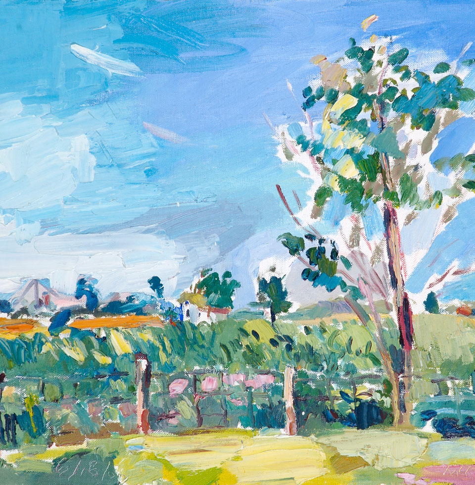 Painting by George McCullough, Indiana landscape, oil on canvas, George McCullough was a renowned artist and art teacher who lived in New York City and later moved to California and to Fort Wayne, Indiana